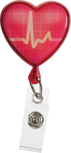 RETRACTEZE ID HOLDER IN SLIDE PACK-EKG HEART ON RED