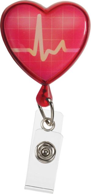 RETRACTEZE ID HOLDER IN SLIDE PACK-EKG HEART ON RED