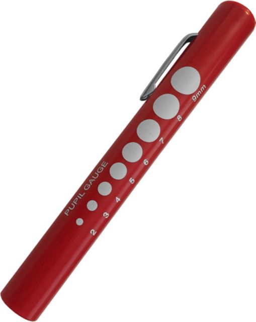 PUPIL GAUGE DISPOSABLE PENLIGHT IN SLIDE PACK-RED