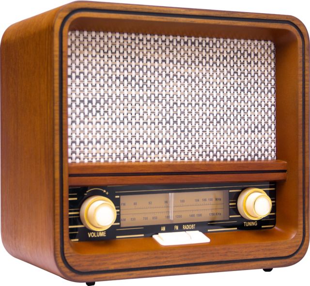 Fuse Audio RAD Vintage Retro AM/FM Radio with Bluetooth 7x10x11in, Light Brown